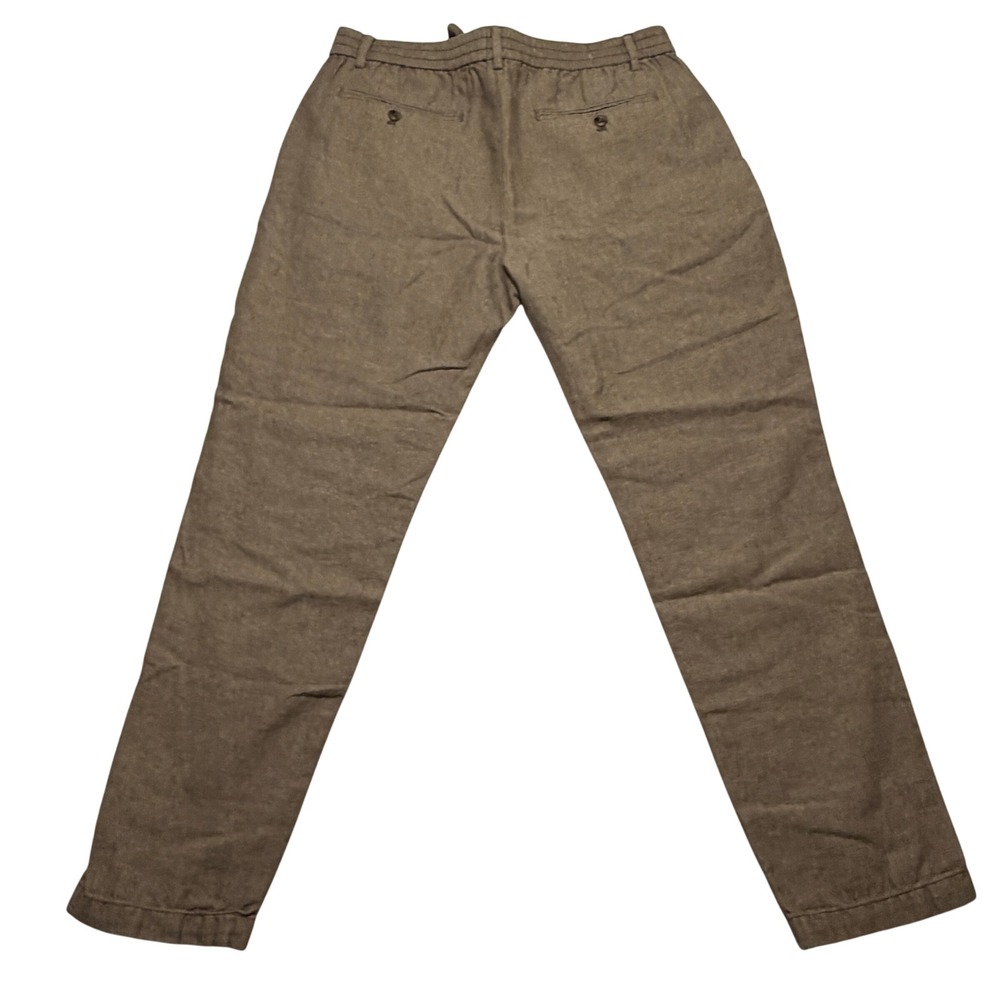 Banana Republic Mens 35x32 Athletic Linen Tapered Pants Feather Taupe 853462-03